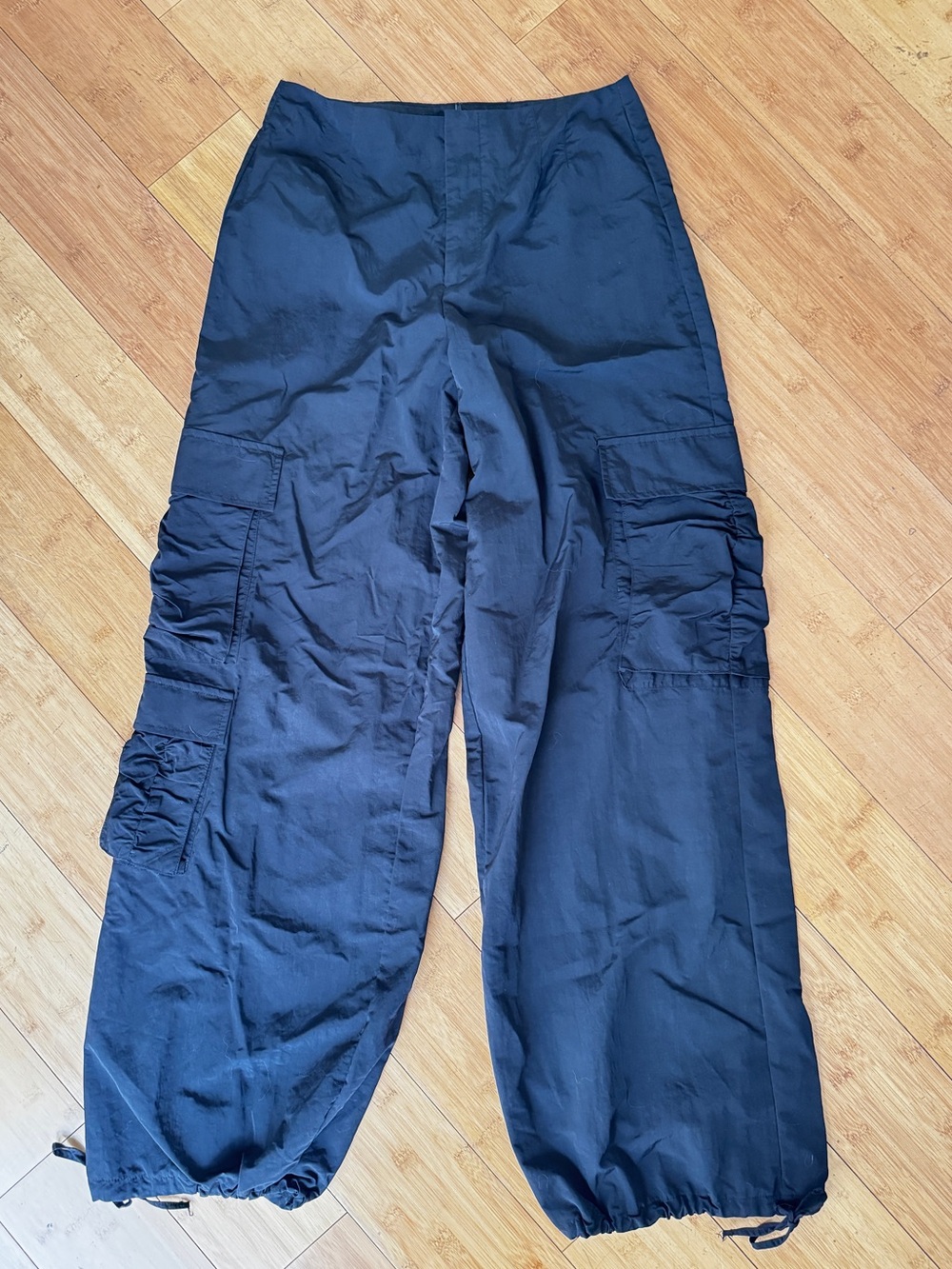ZARA high waisted nylon Y2K cargo parachute pants